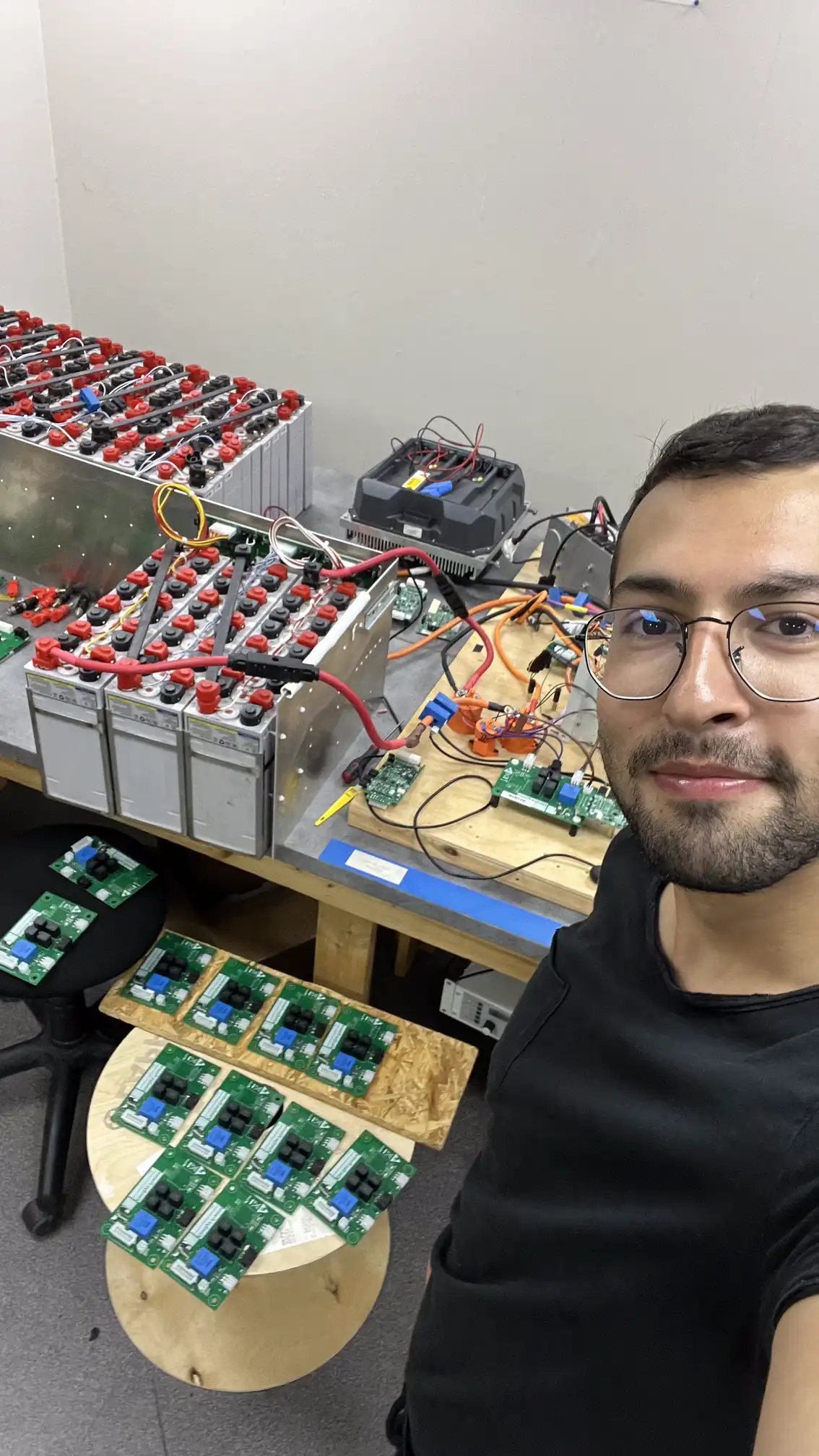 Koray working with electronics