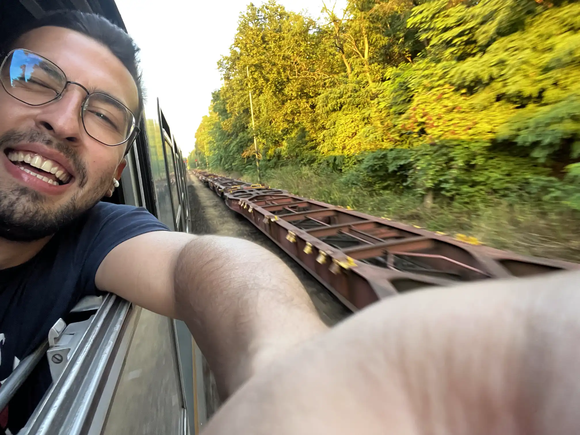 Koray on a train journey